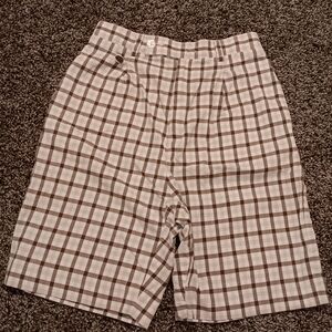 Liz Claiborne Women's Checkered Shorts in Cream and Brown